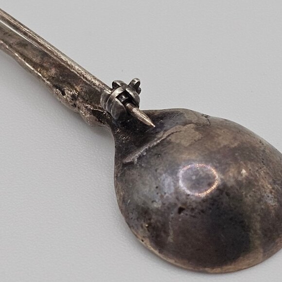 Vtg Silverplate Souvenir Collector Spoon 2.75" Cherub Angel Handle Rustic Brooch - Picture 11 of 12